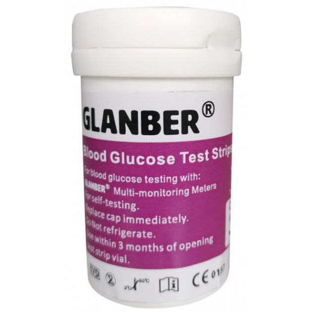 Тест-полоски для определения уровня глюкозы в крови для глюкометра 50 штук GLANBER - изображение 1