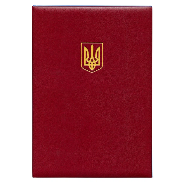 Папка ділова "Герб України" бордова А4, обкладинка баладек - Фото 1 Папка ділова "Герб України" бордова А4, обкладинка баладек - изображение 1