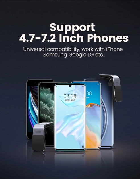 Автотримач для телефону Ugreen LP290 Waterfall-Shaped Magnetic Black (6957303893171) - зображення 7