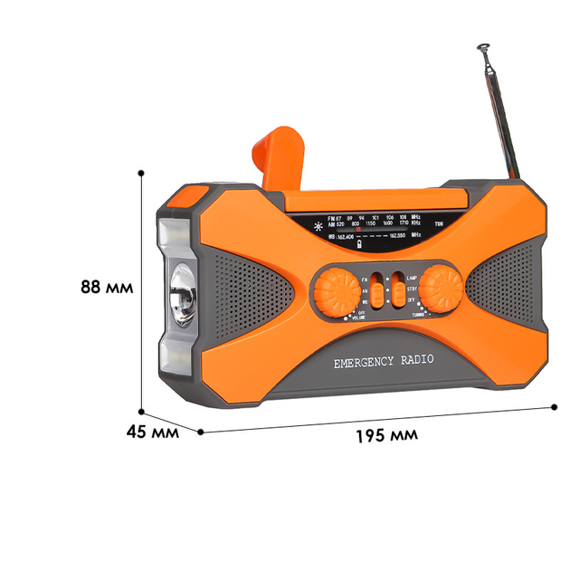 Динамо-фонарик KAYINOW 280F 10000 mAh Orange Led с радиоприемником и павербанком - изображение 9