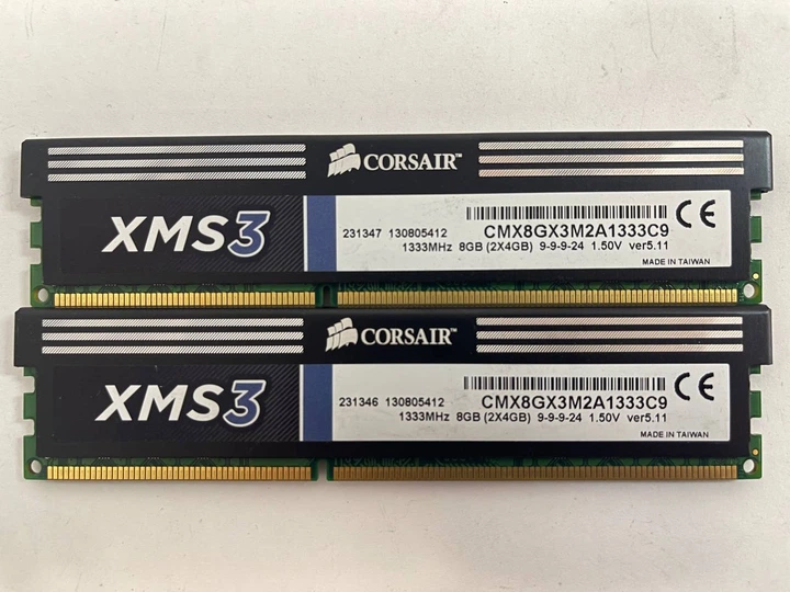 Оперативная память Corsair DDR3 8Gb Kit (2*4Gb) 1333MHz PC3-10600 Б/У - Фото 1 Оперативная память Corsair DDR3 8Gb Kit (2*4Gb) 1333MHz PC3-10600 Б/У - изображение 1
