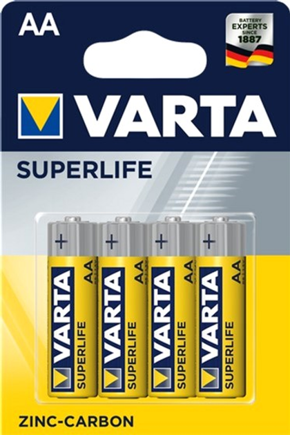 Батарейка Varta Superlife AA BLI 4 Zinc-carbon (02006101414) (4008496556267) - зображення 1