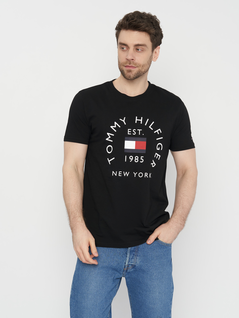 Акція на Футболка бавовняна довга чоловіча Tommy Hilfiger 11032.1 2XL Чорна від Rozetka