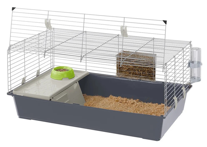 Клітка для кроликів та морських свинок Ferplast Rabbit 100 95х57х46 см Сіра з поличкою (57052370) - зображення 1