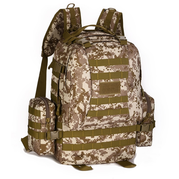 Рюкзак тактический военный Protector plus S409 50л штурмовой с системой Molle desert digital камуфляж - изображение 1