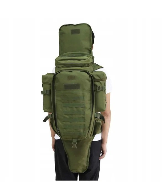 Рюкзак сумка на плечи ранец снайперский мужской 600D oxford с шестью рядами ремней система MOLLE Олива 70 л для максимальной адаптации к любым миссиям - изображение 2