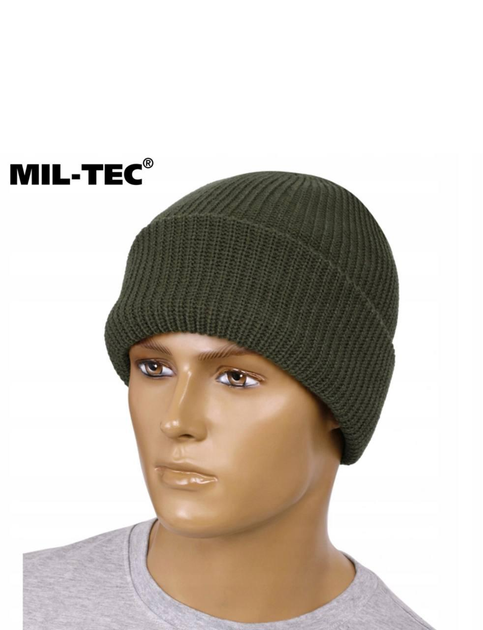 Зимова шапка тепла Mil-tec універсальний розмір Оливковий зі 100% акрилу з відворотом з м'яким утеплювачем Thinsulate повсякденна для активного відпочинку - зображення 2