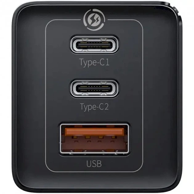 Мережевий зарядний пристрій BASEUS GaN5 Pro Fast Charger 65W (1 USB-A + 2 Type-C) BLACK (CCGAN2P-B01) - зображення 2