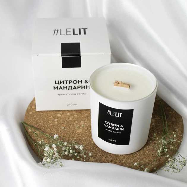 Ароматическая свеча Lelit Citron and Mandarin в белой банке