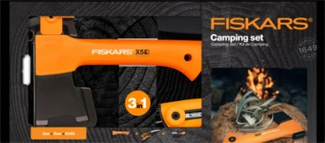 Подарочный набор Fiskars 3 в 1 (Топор X5, нож, пила) (1057912) - изображение 3