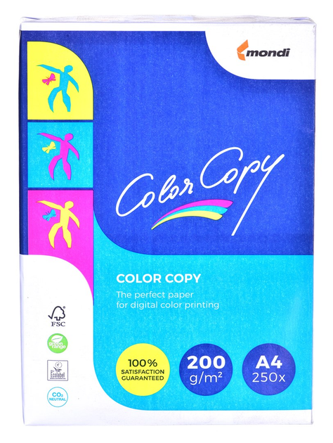 Papier biurowy Kolor Kopiowanie A4 200 g/m2 250 ark. 8687A20 Biały (A4.200.CC) - obraz 3