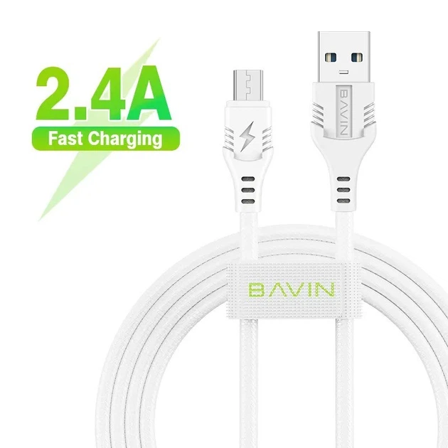 USB кабель для зарядки телефона, для передачи данных Type-C Bavin 2.4A 1м QC3.0 Белый (CB212) - изображение 9