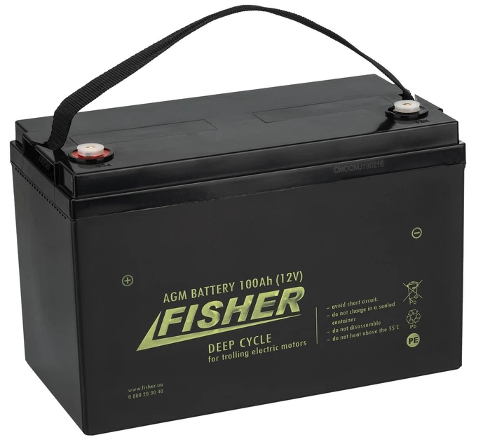 Аккумулятор лодочный Fisher AGM 12V 100Ah (100AH agm) - Фото 1 Аккумулятор лодочный Fisher AGM 12V 100Ah (100AH agm) - изображение 1