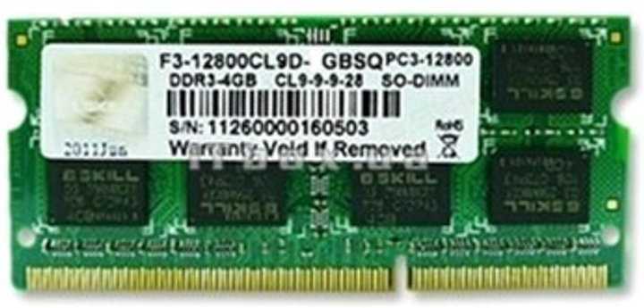 RAM G.Skill SODIMM DDR3-1600 4096MB PC3-12800 (F3-12800CL9S-4GBSQ) - obraz 1