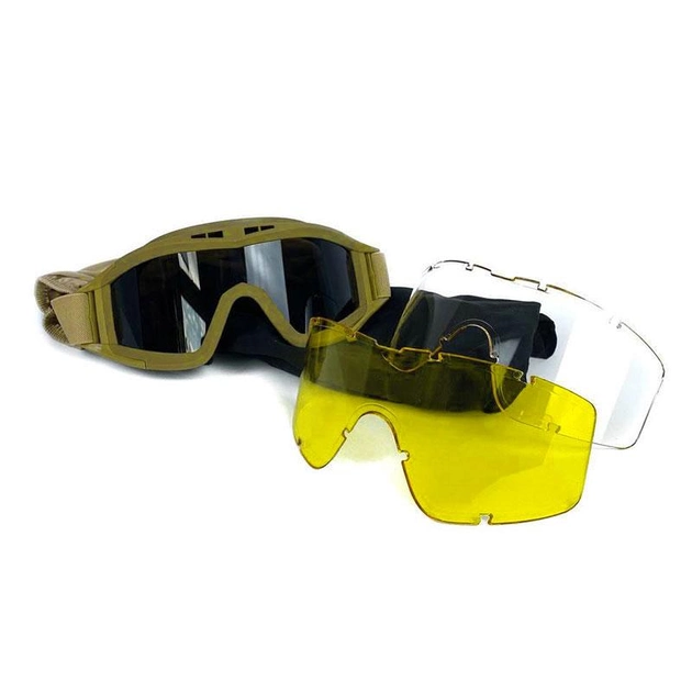 Тактические защитные очки-маска со сменными линзами койот 303 універсальні - изображение 1