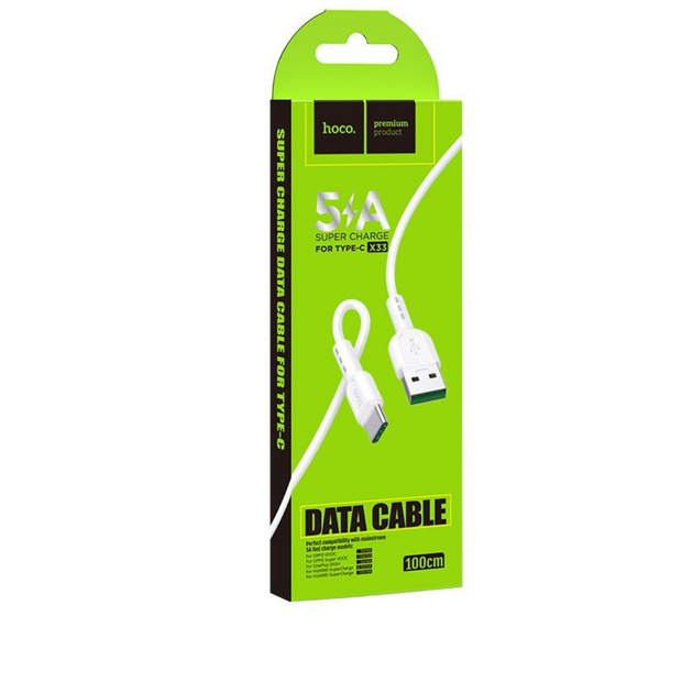 Кабель Hoco X33 Type-C 5A Surge charging data cable White - Фото 2 Кабель Hoco X33 Type-C 5A Surge charging data cable White - изображение 2
