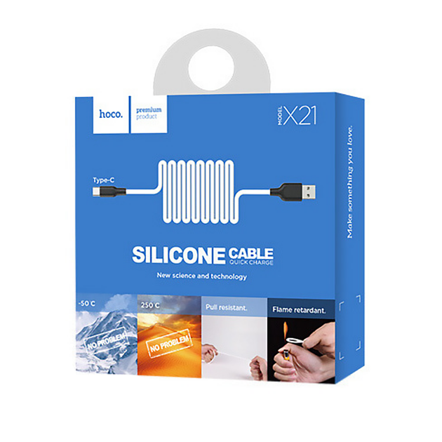 Кабель Hoco X21 Silicone Type-c charging cable Black＆White - изображение 2