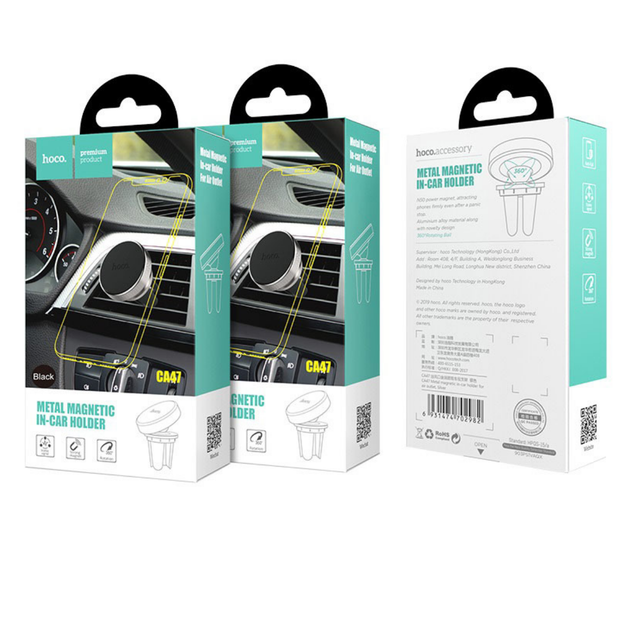 Автоутримувач для телефону Hoco CA47 Metal magnetic in-car holder for air outlet Black - Фото 2 Автоутримувач для телефону Hoco CA47 Metal magnetic in-car holder for air outlet Black - зображення 2