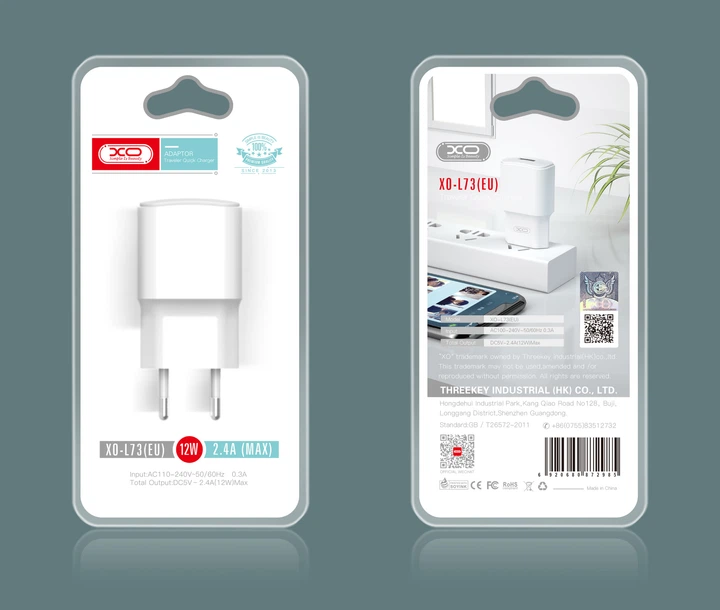 СЗУ XO L73 EU 2.4A Single port charger White - изображение 2