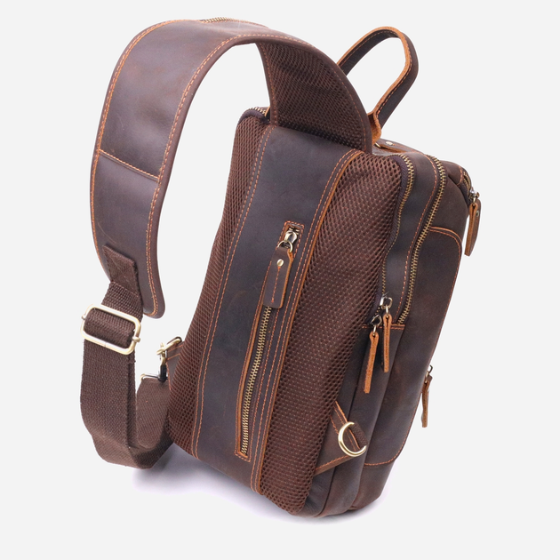 Сумка-слинг мужская кожаная Vintage 21302 Коричневая (leather-21303 ...