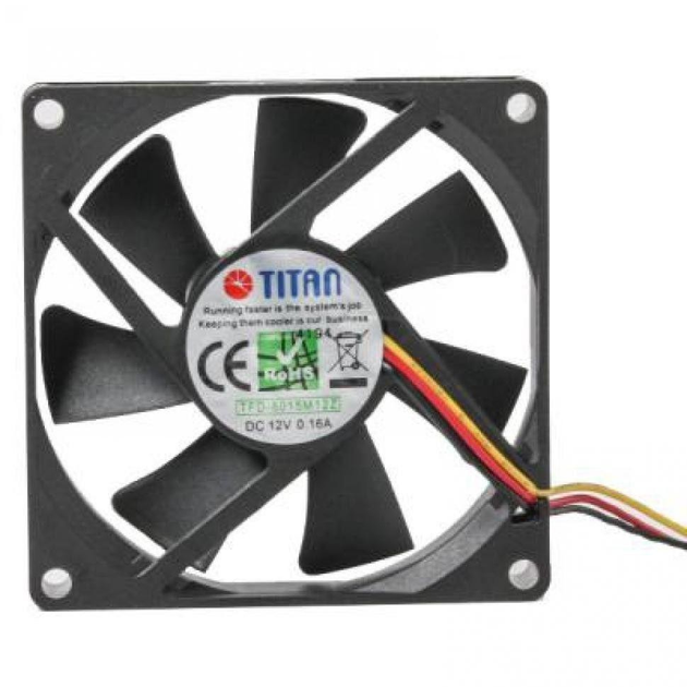 Вентилятор Titan TFD-8015 M 12 Z, 80х80х15мм, 3-pin, чорний - изображение 1