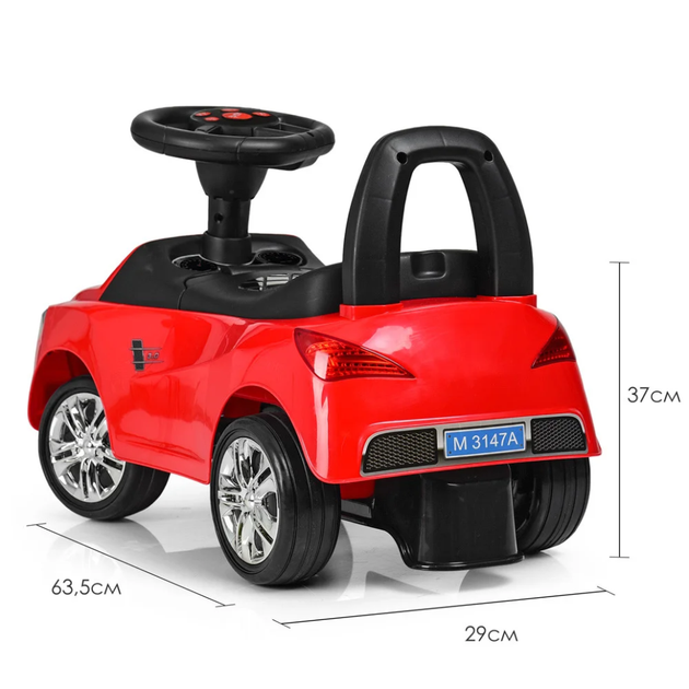 Каталка-толокар Bambi M 3147A-3 Червоний музичний - Фото 3 Каталка-толокар Bambi M 3147A-3 Червоний музичний - зображення 3