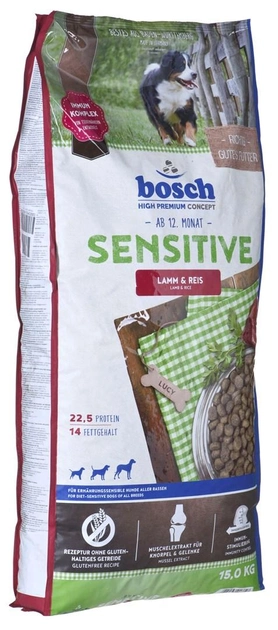 Сухий корм для собак Bosch 52190015 HPC Sensitive Ягня і рис 15 кг (4015598013727) - зображення 1