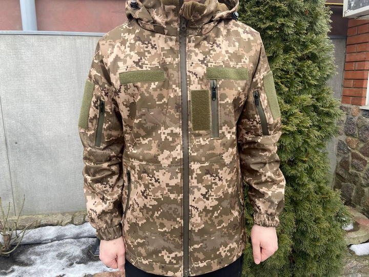 Тактична куртка Softshell армійська військова флісова куртка колір піксель софтшел розмір 52 для ЗСУ 52-02 - зображення 2