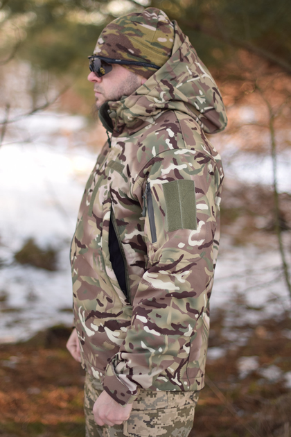 Тактическая куртка Softshell армейская военная флисовая куртка цвет мультикам софтшел размер 52 для ВСУ 52-01 - изображение 2