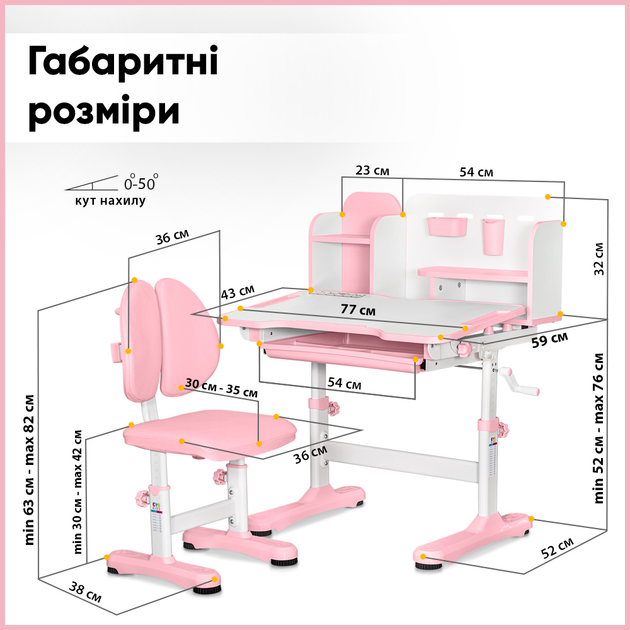 Комплект мебели Mealux BD-28 Panda Стол + стульчик + полка Pink (BD-28 PN) - изображение 3