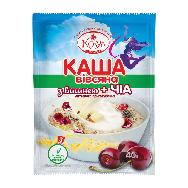 Каша овсяная с вишней + чиа моментального приготовления 40 г в коробке ...