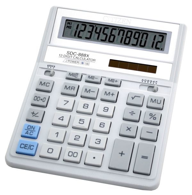 Kalkulator elektroniczny Citizen 12-cyfrowy biały (SDC-888 XWH) - obraz 1
