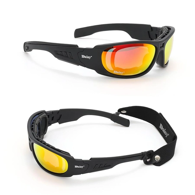 Захисні тактичні окуляри з поляризацією Daisy C6 Black + 4 комплекти лінз - зображення 1