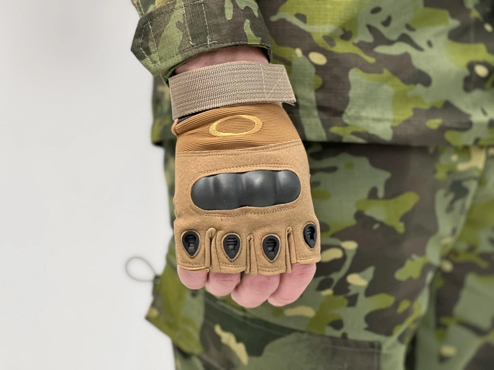 Тактические перчатки беспалые XL Коричневые - изображение 1