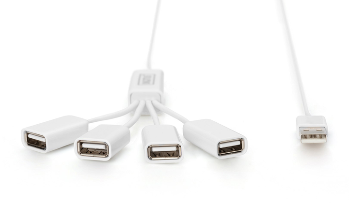 Hub USB Digitus USB 2.0 4 porty Biały (DA-70216) - obraz 2