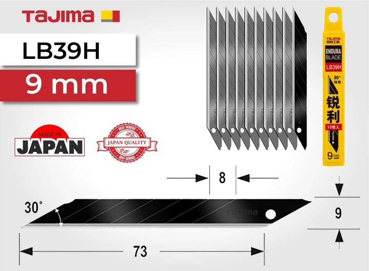 Лезвия сегментные TAJIMA LB39H 9 мм угол 30° серые 10 шт 1102-0408 - изображение 2