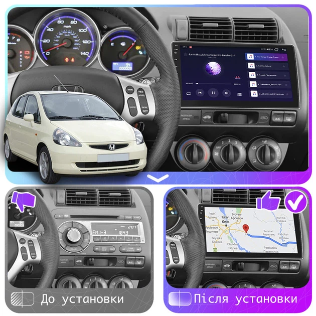 Штатна магнітола Lesko Honda Jazz I Manual AC 2001-2005 екран 9" 1/16Gb Wi-Fi GPS Base Хонда Джаз - зображення 2