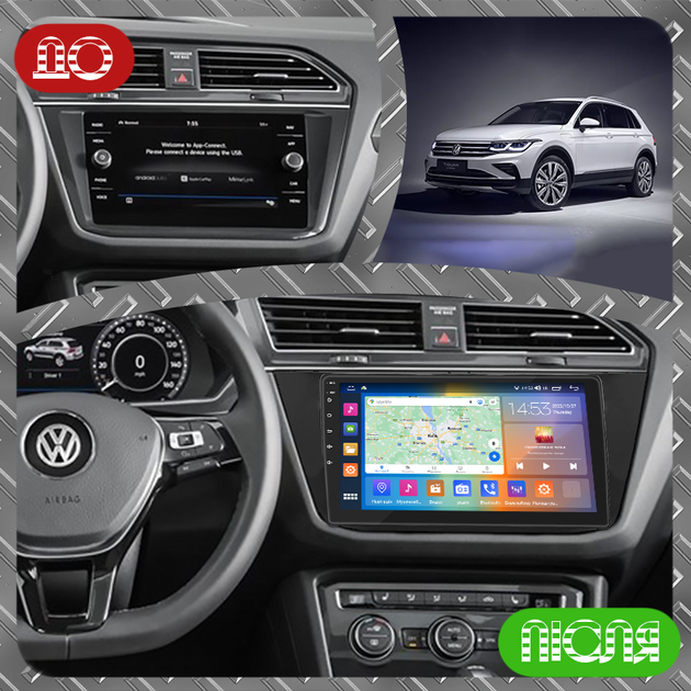 Штатна магнітола 10" Lesko для Volkswagen Tiguan II 2016-2020 4/64Gb CarPlay 4G Wi-Fi GPS Prime Вольксваген - зображення 2