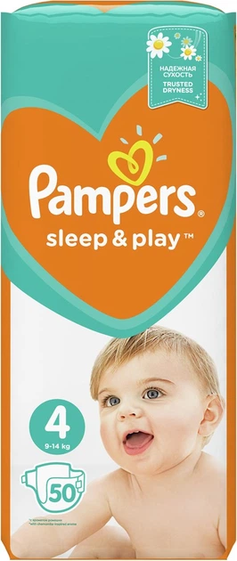 Pieluchy Pampers Sleep & Play Rozmiar 4 9-14 kg 50 szt (8001090669056) - Zdjęcie 1 Pieluchy Pampers Sleep & Play Rozmiar 4 9-14 kg 50 szt (8001090669056) - obraz 1