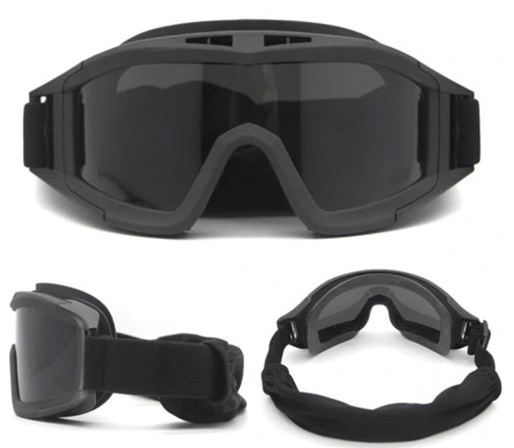 Захисні окуляри маска Nela-Styl mx79 Чорний (Alop) надійний захист очей та обличчя в найекстремальніших умовах високоякісні матеріали для максимального захисту та комфорту - зображення 1