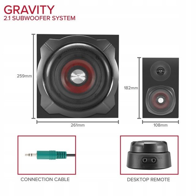 Мультимедийная акустическая система 2.1 SpeedLink Gravity Black 60 Вт - изображение 5