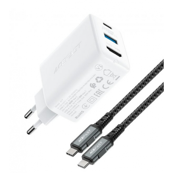 Сетевое зарядное устройство для быстрой зарядки ACEFAST A17 65W (HDMI/Type-C/USB) GaN Multi-function HUB Charger Set White - изображение 5