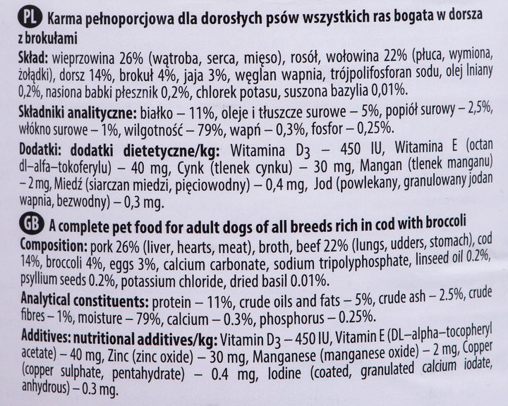 Mokra karma dla psów Dolina Noteci Premium z dorszem i brokułami 400 g (5902921300670) - obraz 2