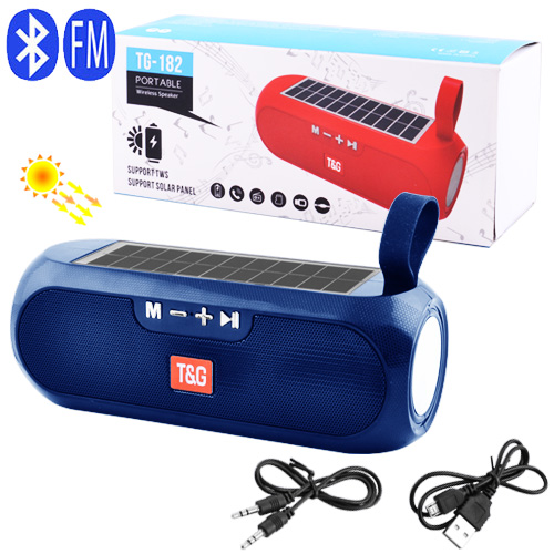 Портативна колонка TG182, Bluetooth, радіо, Power Bank, speakerphone, сонячна панель, синій - зображення 4