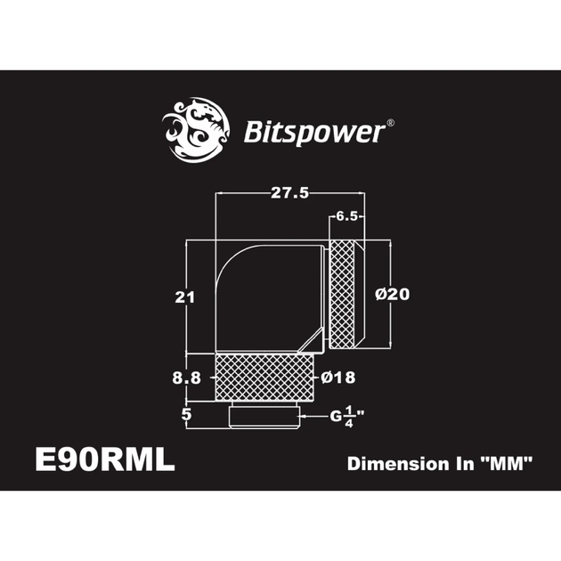 Фитинг Bitspower Enhance Rotary G1/4 90-Degree Multi-Link Adapter 12mm OD - Carbon Black (BP-CBE90RML) - изображение 4