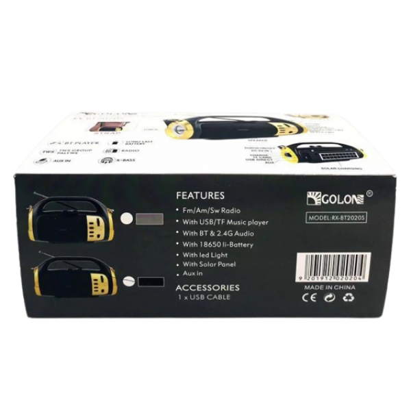 Радиоприемник Golon RX BT2020S 3-полосный (FM/AM/SW) аккумуляторный с поддержкой USB, SD карт памяти TF, AUX - изображение 6