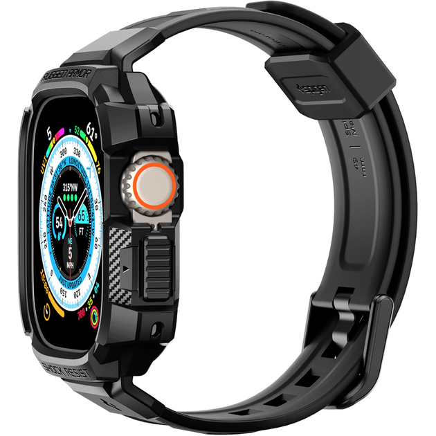 Чехол + ремешок для Apple Watch Spigen Rugged Armor 49mm Ultra, Black (ACS05460) - Фото 3 Чехол + ремешок для Apple Watch Spigen Rugged Armor 49mm Ultra, Black (ACS05460) - изображение 3