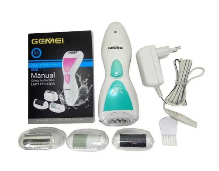 Професійний епілятор 4 в 1 GM-7006 бездротовий жіночий насадками триммер + пемза - зображення 2