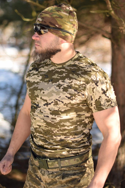 Тактическая мужская футболка 48 размер M военная армейская хлопковая футболка цвет пиксель для ВСУ 27-114 - изображение 2