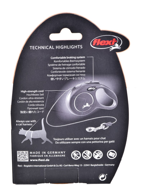 Smycz rolkowa Flexi Cat linka XS 3 m Czarna (4000498023426) - obraz 3